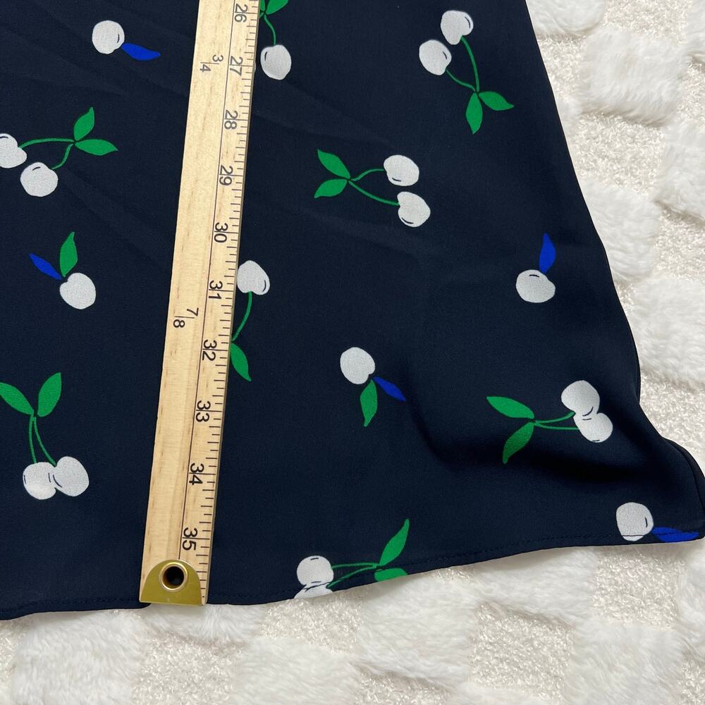 Banana Republic Size 2 Navy Cherry Print Long Sleeve Mini Dress - Picture 8 of 9